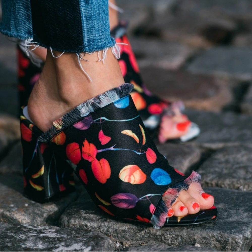 Jennie-Ellen Satin Floral Mules